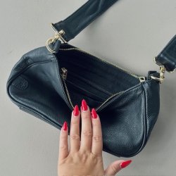 Crossbody / skuldertaske DREW sort skind