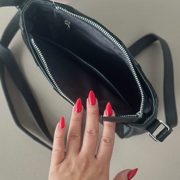 Taske nr 33 sort skind/ruskind