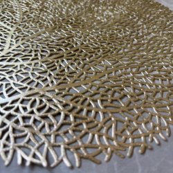Rund d�kkeserviet D 38 cm - Guld blad