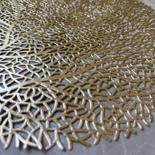 Rund d�kkeserviet D 38 cm - Guld blad