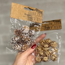 Deko kogler natur/guld