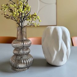 Vase mundblst rget glas