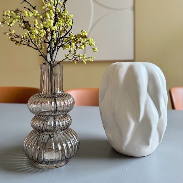 Vase mundblst rget glas