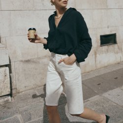 Clara denim Bermuda shorts hvid