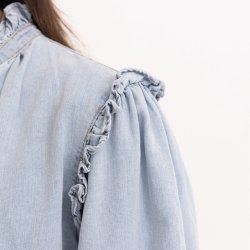 Denim skjorte m. flse bomuld str. S-L