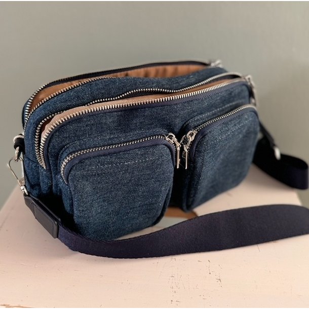 Crossbody med 5 rum denim