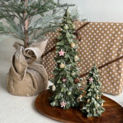 Juletr med pynt H 21 cm