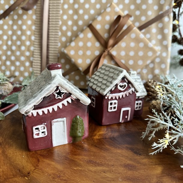 Hus til fyrfadslys H 9,5 cm Keramik