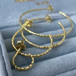 Hoops DIAMOND CUT 10 mm Forgyldt slv