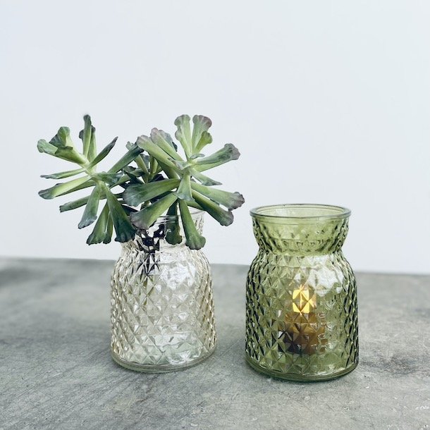 Fyrfadsstage rombe glas