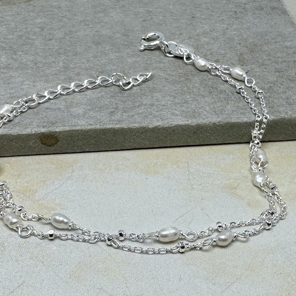 Armbnd RICE DOT DOUBLE sterling slv