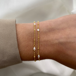 Armbnd RICE DOT DOUBLE forgyldt slv