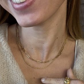 Halskde DOUBLE UP Vandfaste 18 karat forgyldt