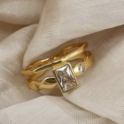 Fingerring EDGE Forgyldt Slv