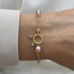 Armbnd KOI ROSE PEARL Forgyldt Slv