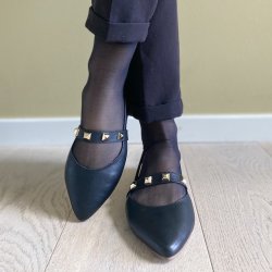 Ballerina sandal m. nitter sort skind str. 36-41