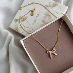 Halskde ELEGANT BOW Forgyldt Slv