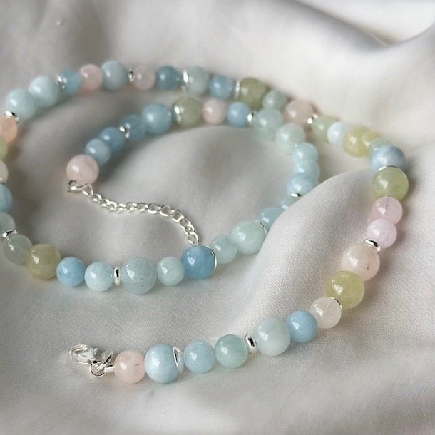 Halskde MORGANITE DREAM Sterling slv