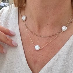 Halskde SIRENE pearl forgyldt slv