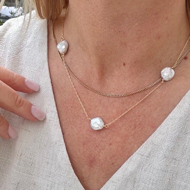 Halskde SIRENE pearl forgyldt slv