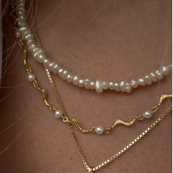 Halskde Lorelai mermaid - forgyldt slv med perler