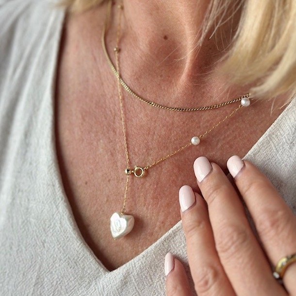 Halskde AMORE 40-49 cm forgyldt slv