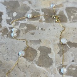 Halskde MALLORY pearl 42-49 cm forgyldt slv