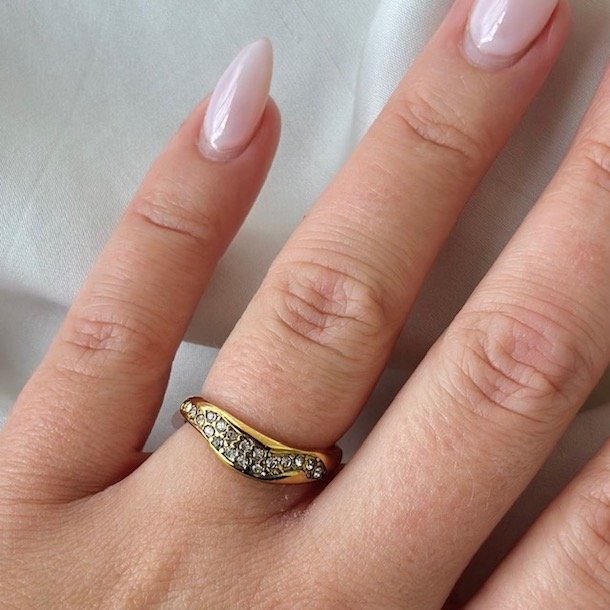 Fingerring GLOW ELLA vandfast 18kt. forgyldt