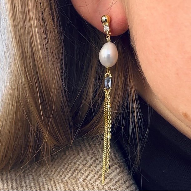 Lux pearl rering COW forgyldt slv