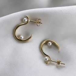 restik creoler SWAN PEARL Forgyldt Slv