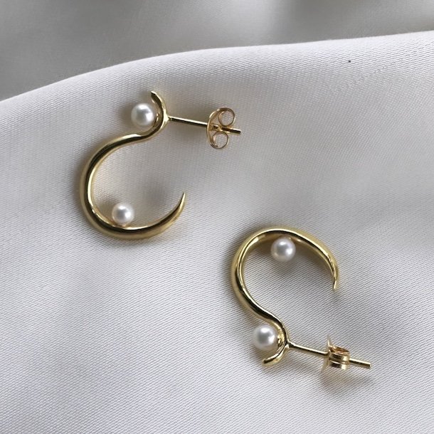 restik creoler SWAN PEARL Forgyldt Slv