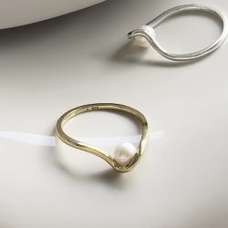 RING PEARL RING forgyldt slv