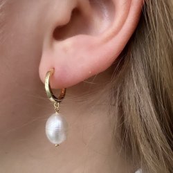 Hoops MAREN PEARL BIG Forgyldt slv