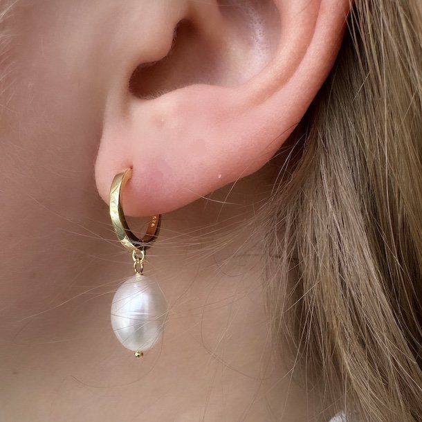Hoops MAREN PEARL BIG Forgyldt sølv