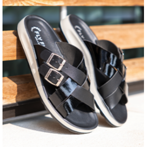 Fly Flot dame sandal sort lak tr. 36-41