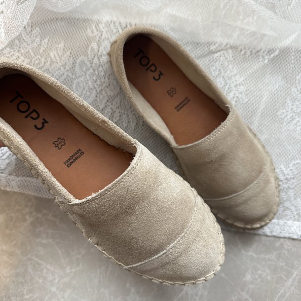 Espadrillos soft med bast ruskind TAUPE str. 36-41