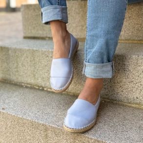 Espadrillos soft med bast skind aqua str. 36-42