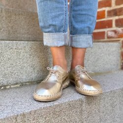 Espadrillos med snrebnd skind guld str. 36-40