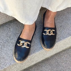 Espadrillos soft CHAIN med bast skind SORT str. 36-41