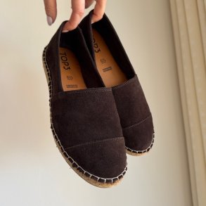 Espadrillos soft med bast ruskind M�RK BRUN str. 36-41