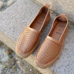 Espadrillos flet cognac skind str. 36-41