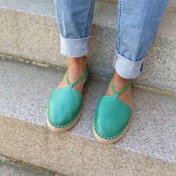 Espadrillos med elastik grn skind str. 36-41 