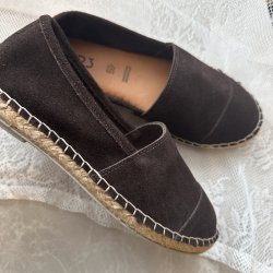 Espadrillos soft med bast ruskind M�RK BRUN str. 36-41