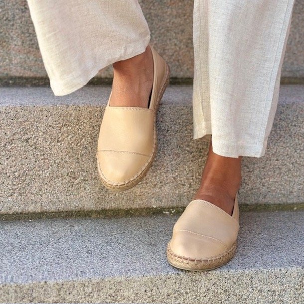 Espadrillos soft med bast skind SAND str. 36-41
