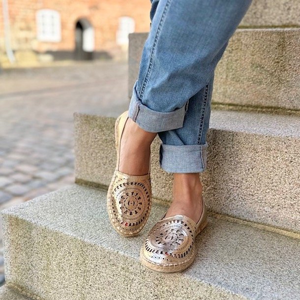 Espadrillos guld air - skind str 36-41