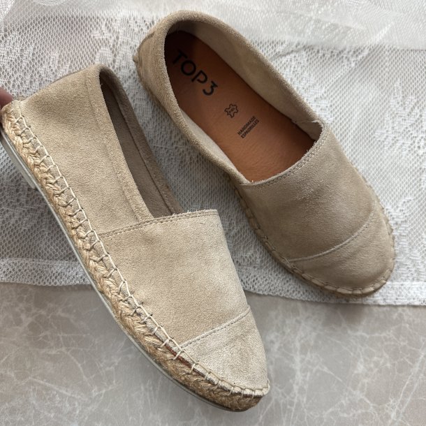 Espadrillos soft med bast ruskind TAUPE str. 36-41