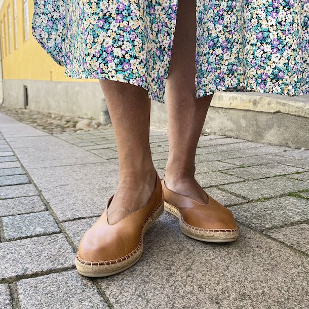 Ballerina espadrillos cognac skind str. 36-41