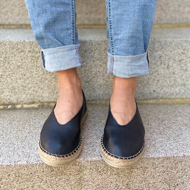 Ballerina espadrillos sort skind str. 36-41