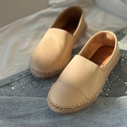Espadrillos soft med bast skind SAND str. 36-41