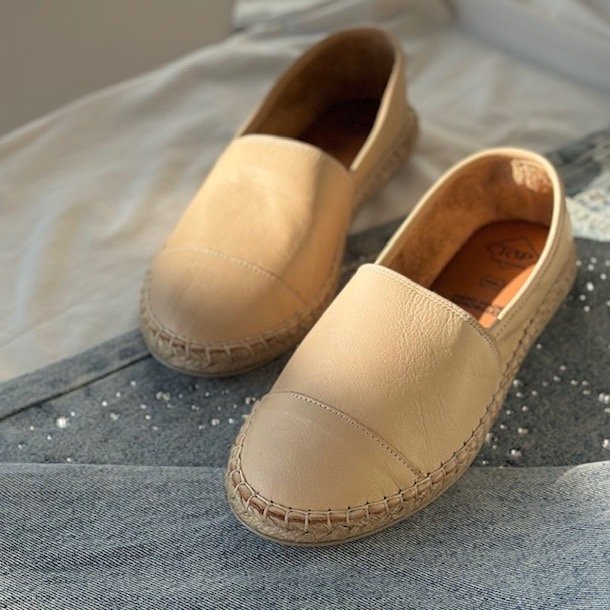 Espadrillos soft med bast skind SAND str. 36-41